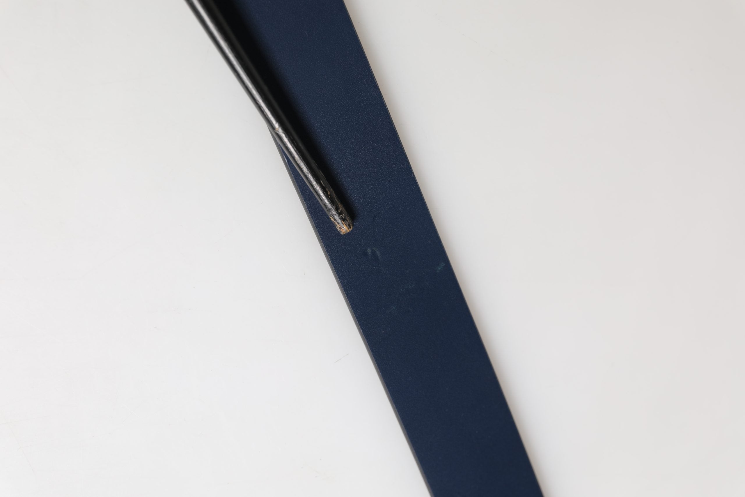 Pre-Owned Dolce & Gabbana Men Blue Calf Leather Logo Metal Buckle Belt