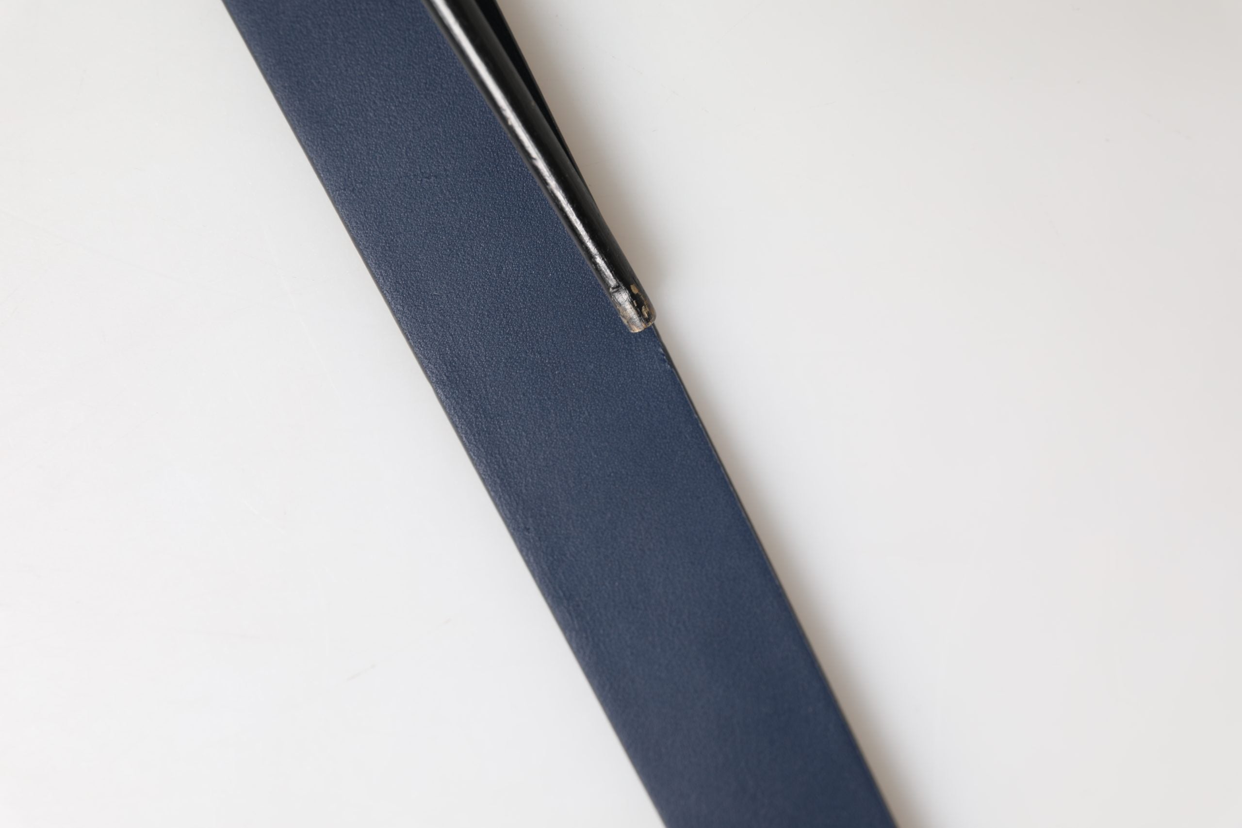 Pre-Owned Dolce & Gabbana Men Blue Calf Leather Logo Metal Buckle Belt