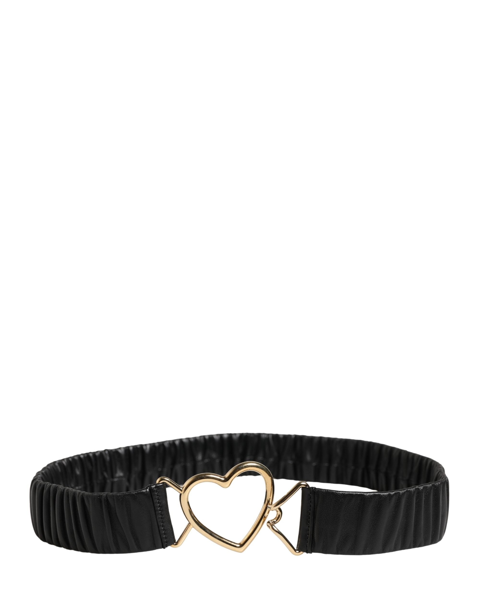 Dolce & Gabbana Black Leather Gold Heart Buckle Belt