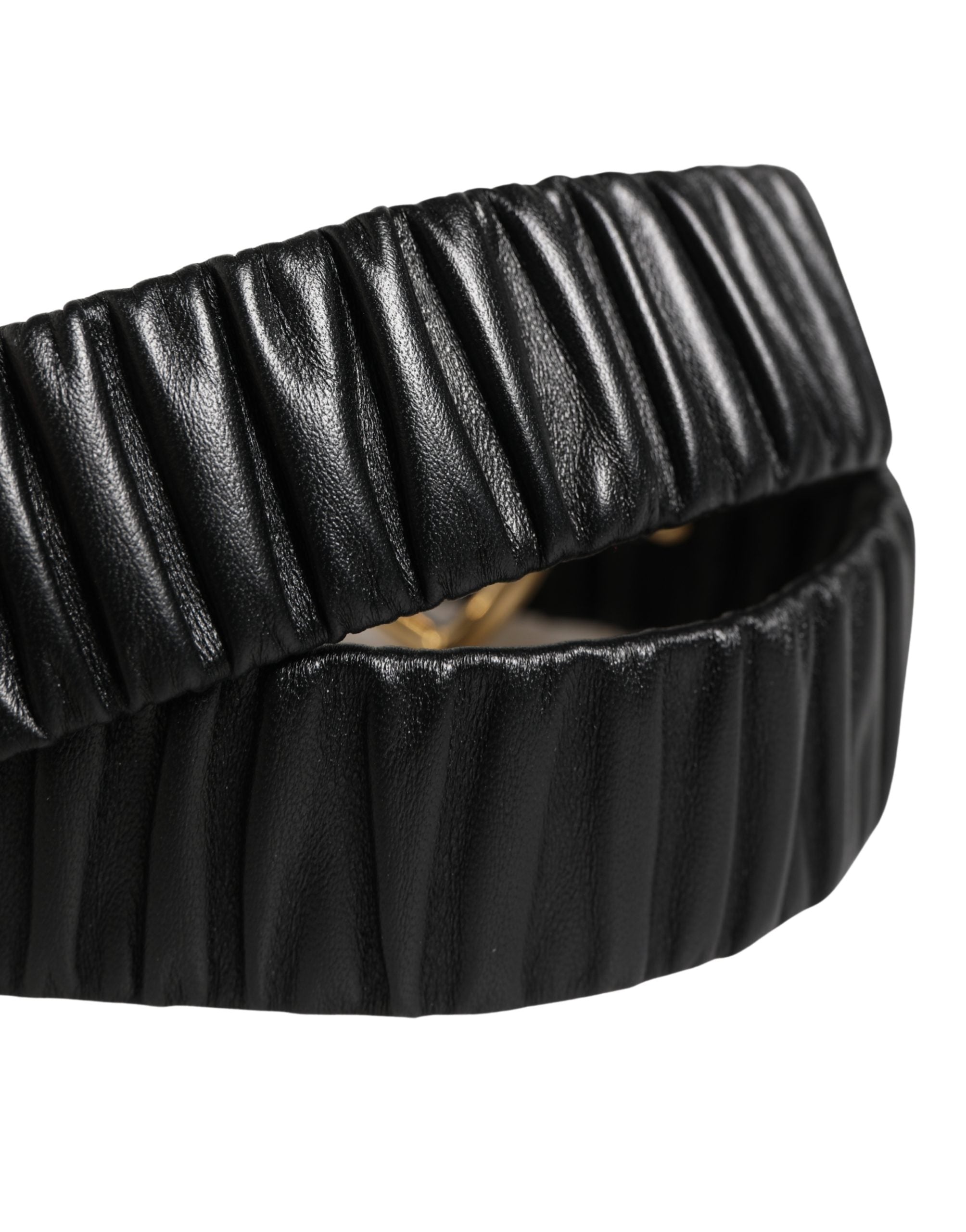 Dolce & Gabbana Black Leather Gold Heart Buckle Belt