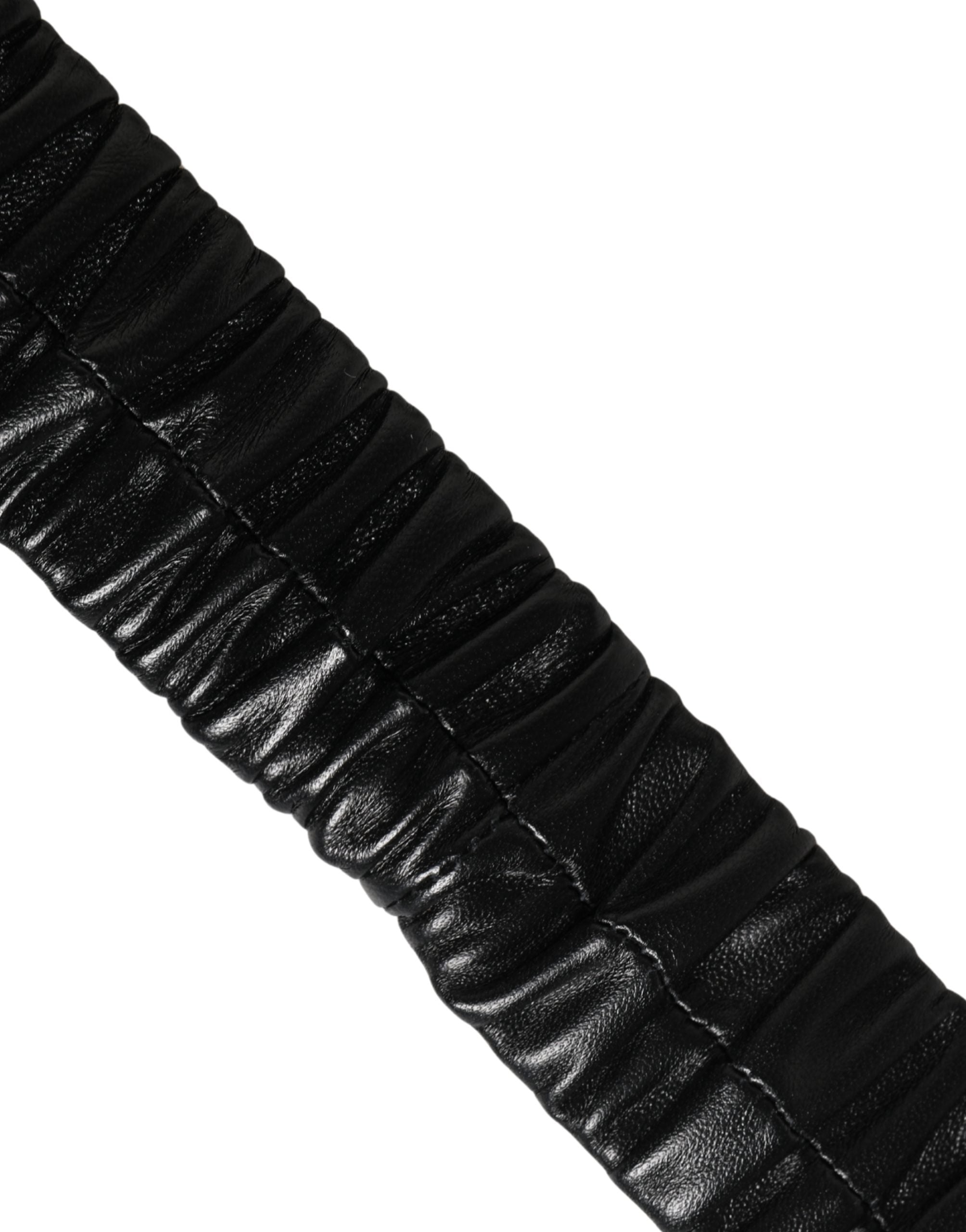 Dolce & Gabbana Black Leather Gold Heart Buckle Belt