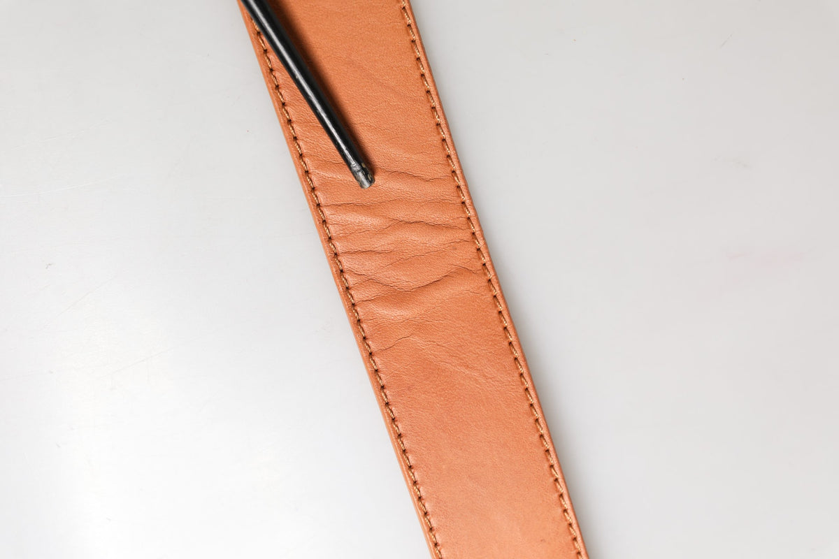 GF Ferre Orange Leather Hexagon Metal Buckle Waist Women Belt