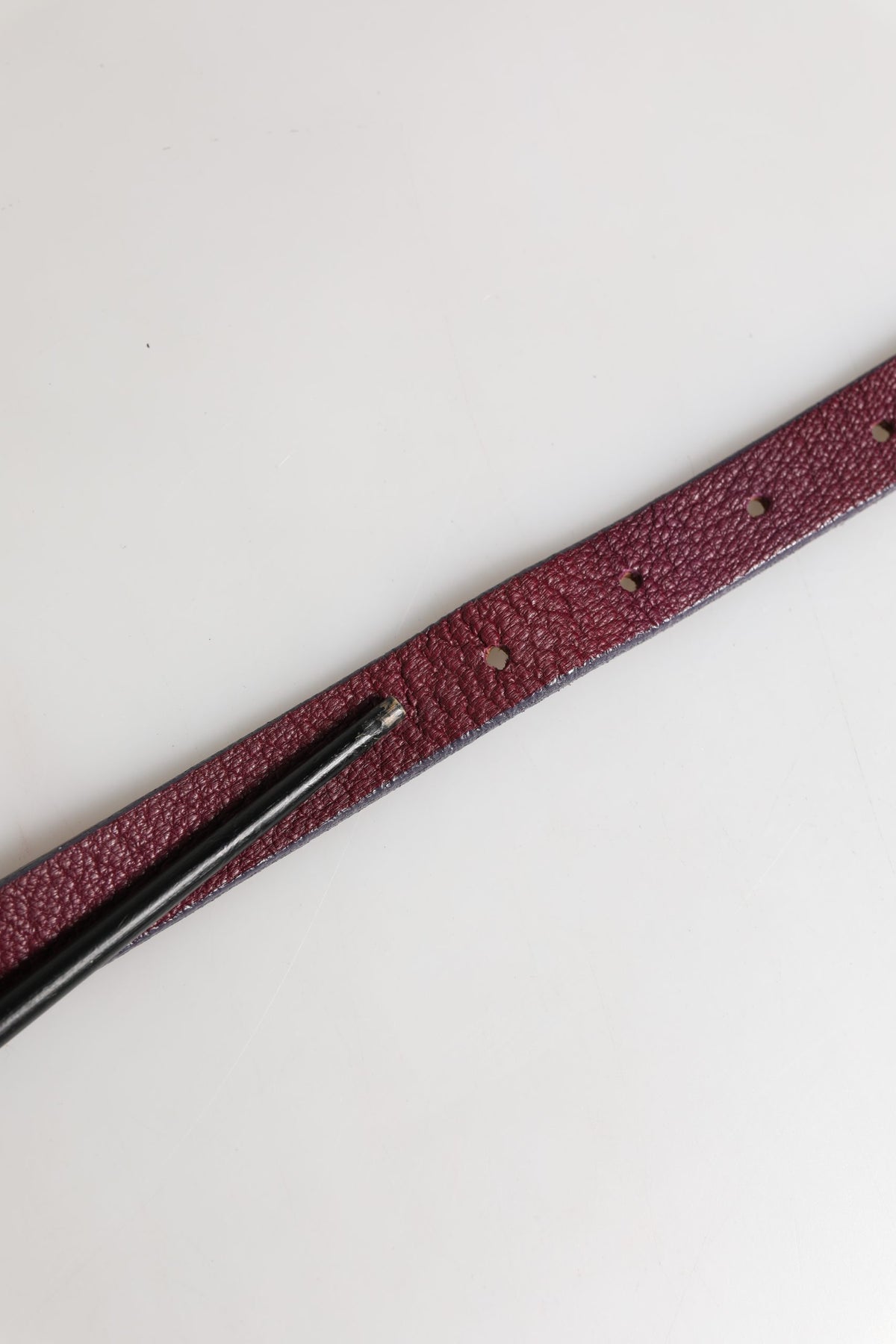 GF Ferre Maroon Leather Silver Metal Buckle Waist Women Belt