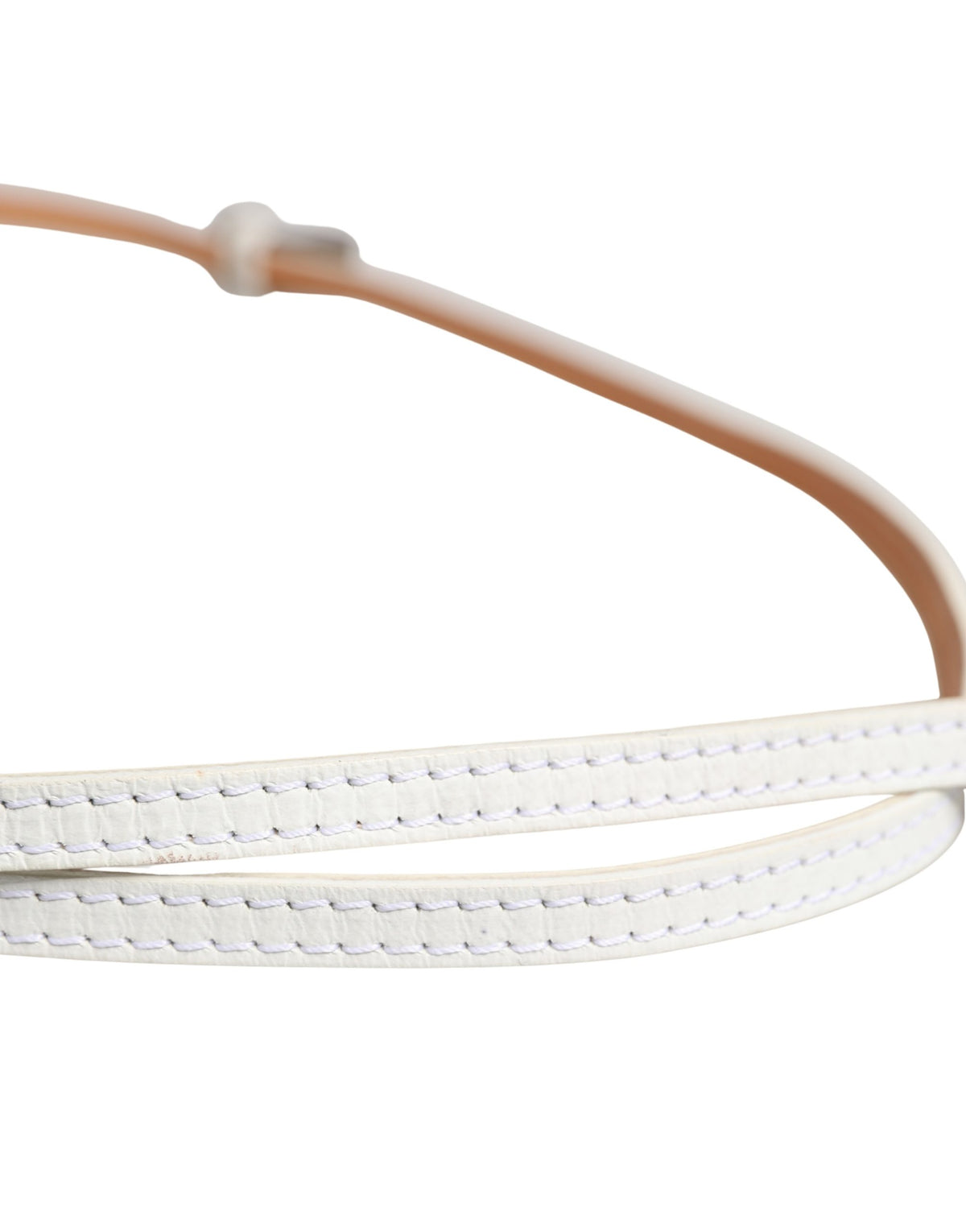 Ermanno Scervino White Leather Skinny Gold Metal Buckle Belt