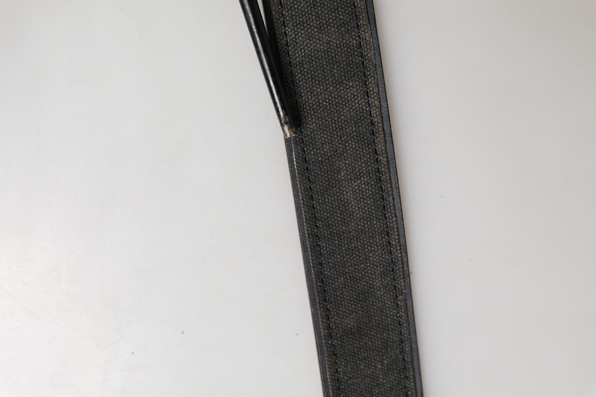 Ermanno Scervino Black Leather Cotton Logo Metal Buckle Belt