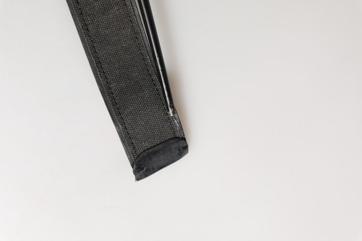 Ermanno Scervino Black Leather Cotton Logo Metal Buckle Belt