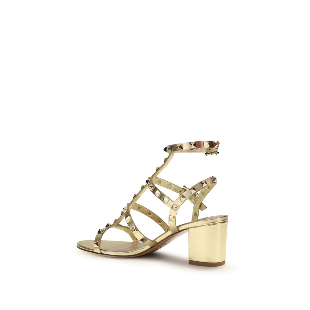 Valentino Garavani Gold Leather Strap-On Sandals