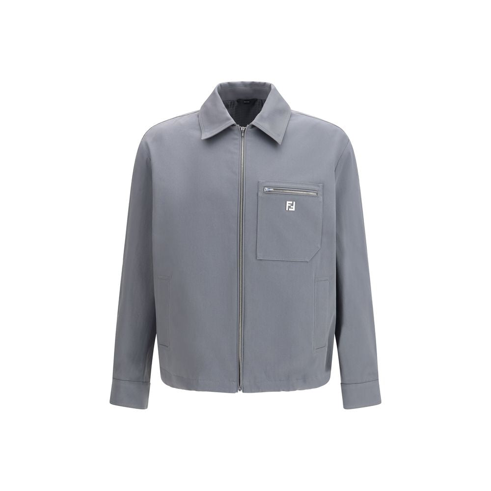 Fendi Gray Cotton New Rich Shell Jacket