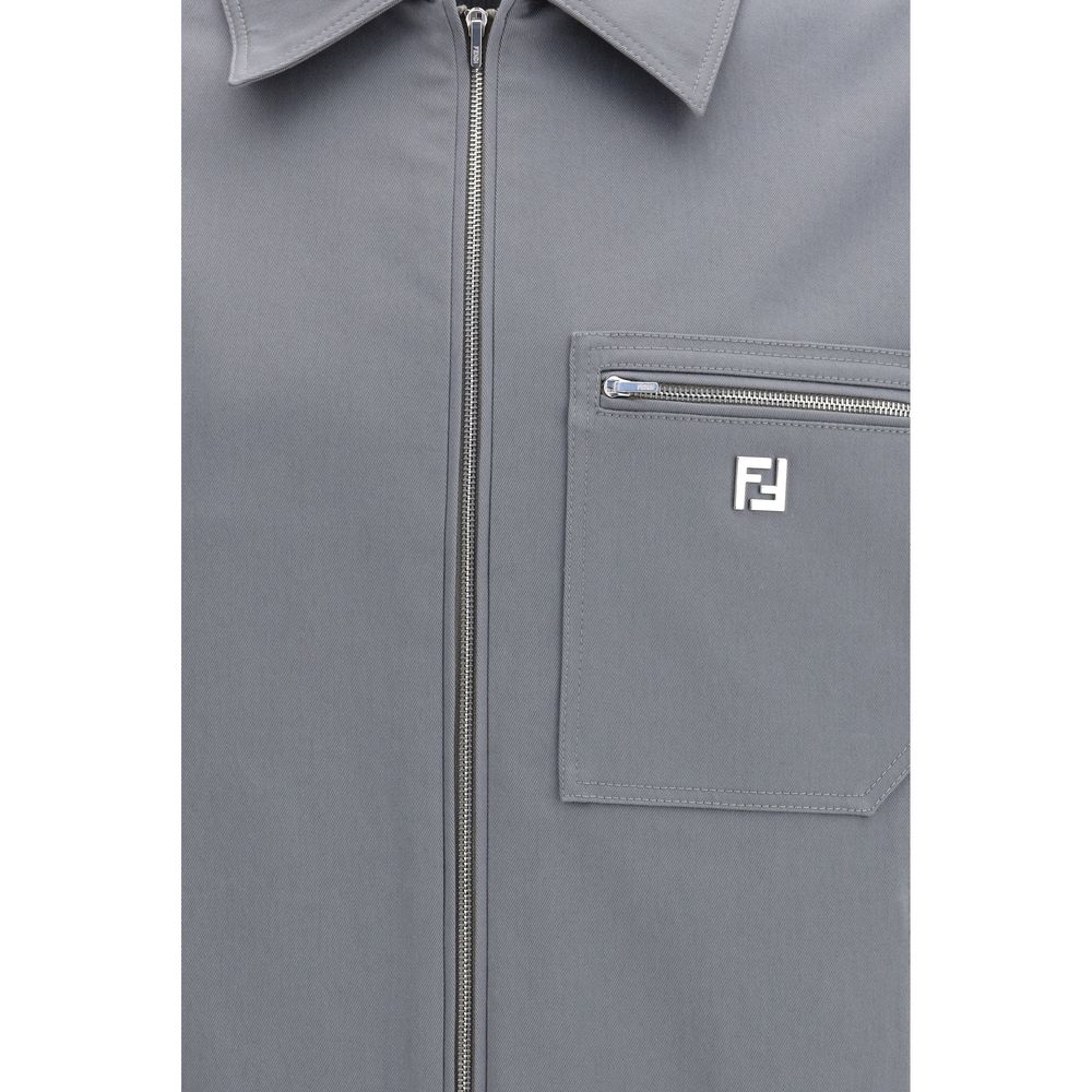 Fendi Gray Cotton New Rich Shell Jacket