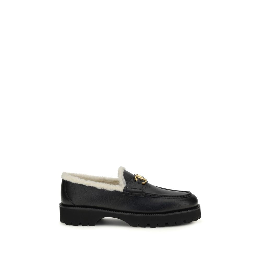 Valentino Garavani Black Leather Slip-On Loafers