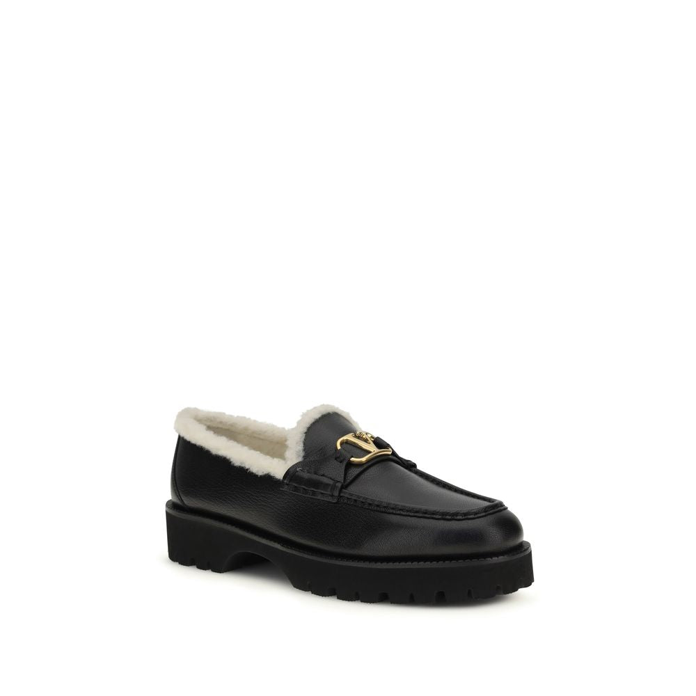 Valentino Garavani Black Leather Slip-On Loafers