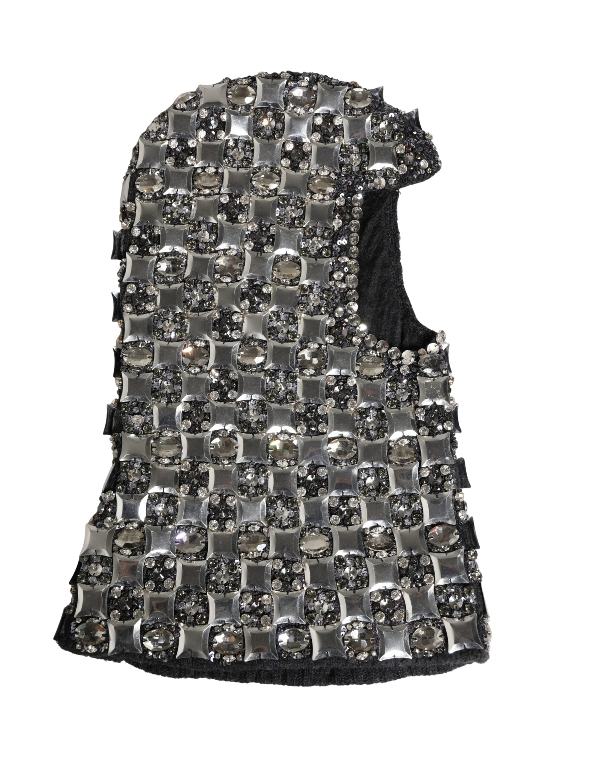 Pre-Owned Dolce & Gabbana Black Wool Crystal Embellished Balaclava Hat
