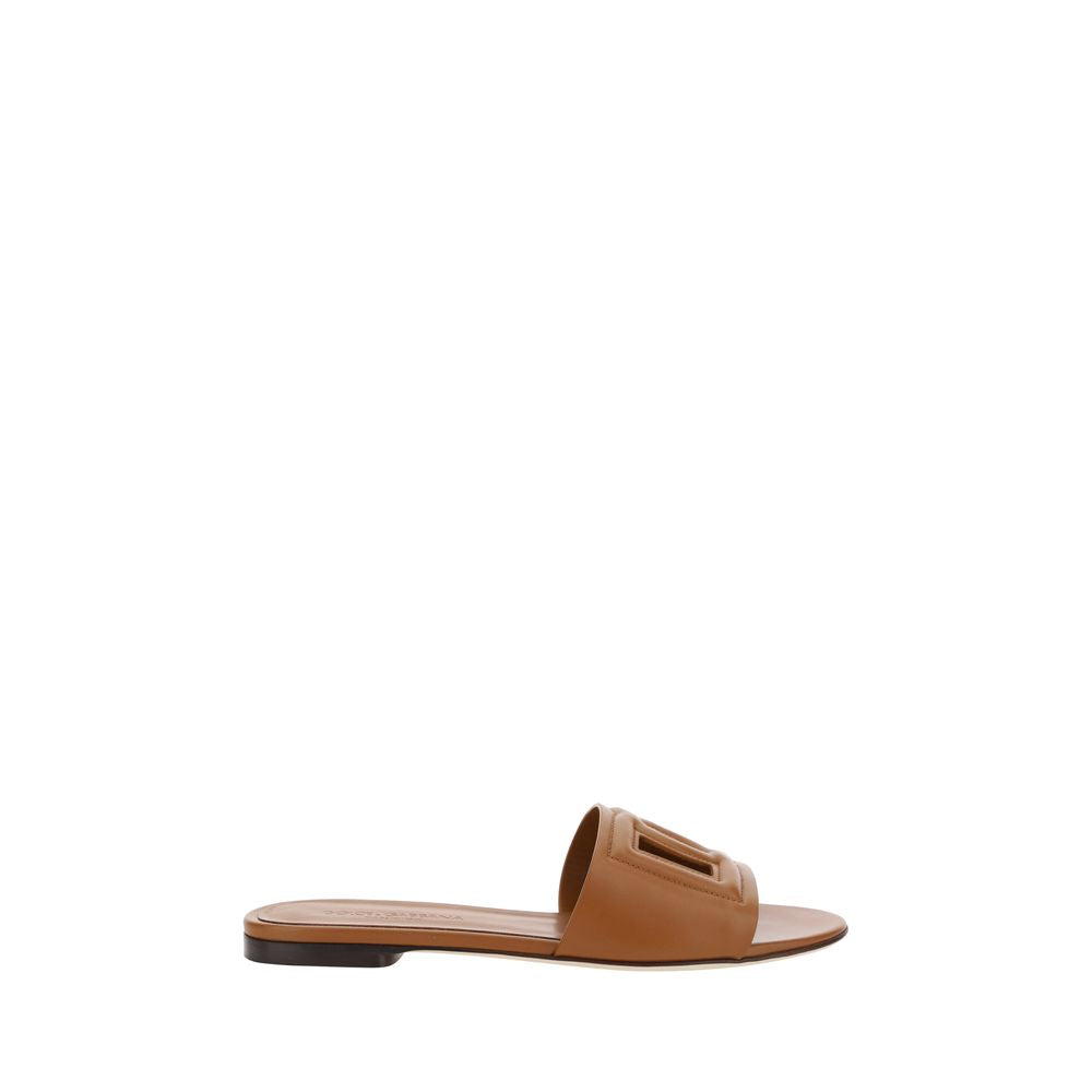 Dolce & Gabbana Brown Leather Flat Sandals