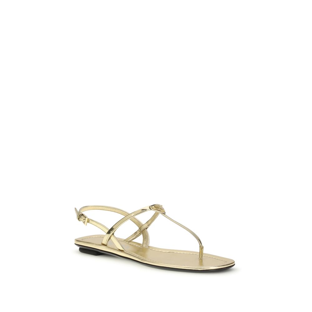 Prada Silver Leather Flat Sandals