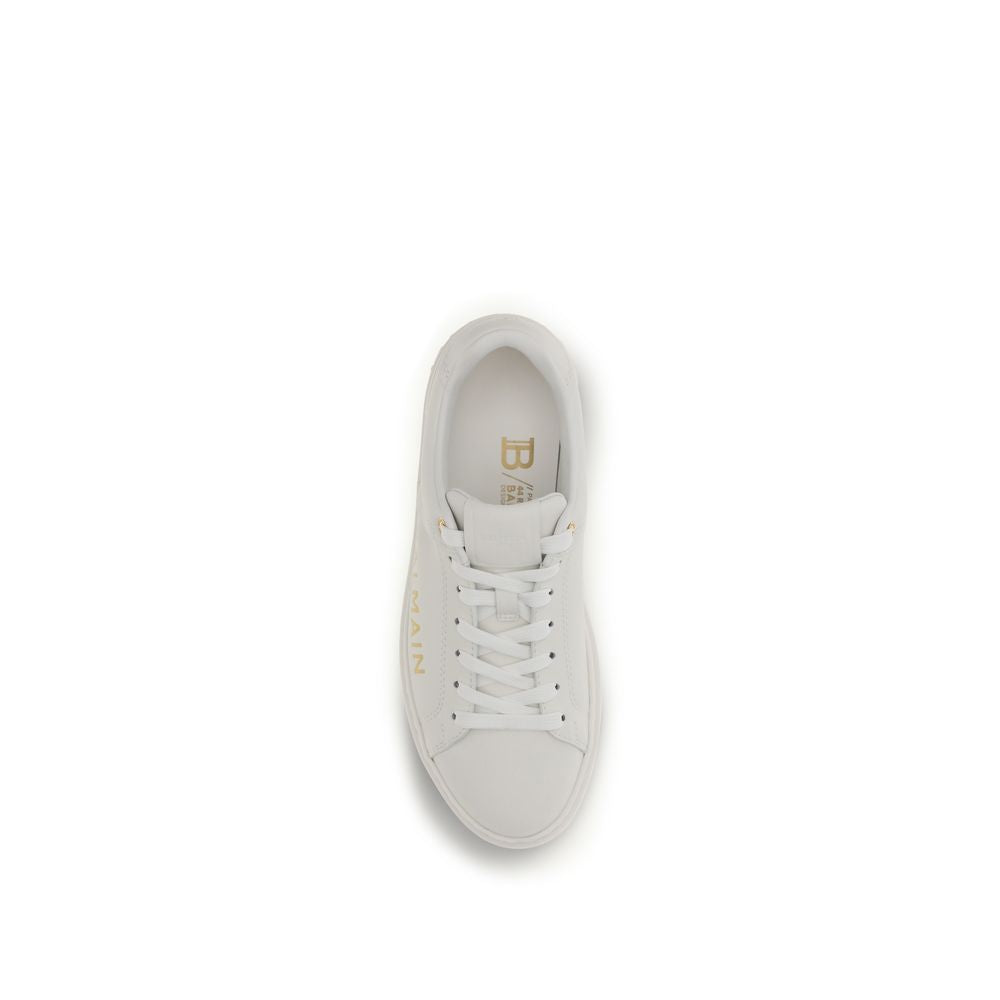 Balmain White Leather Low Top Sneakers