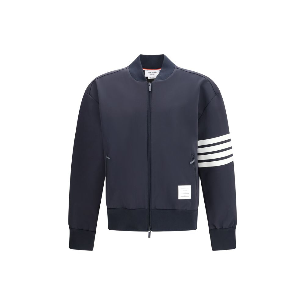 Thom Browne Navy Blue Zip Bomber Jacket