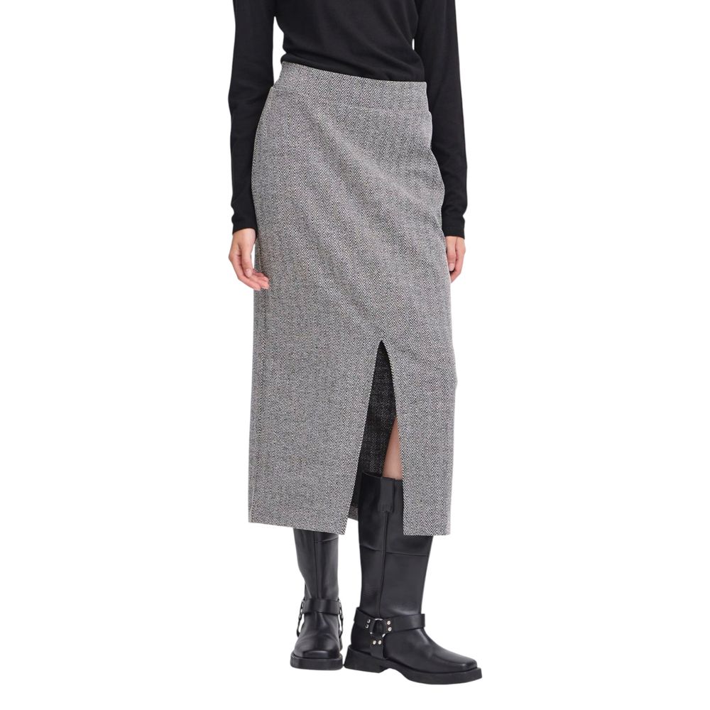 ICHI Black And White Long Skirt
