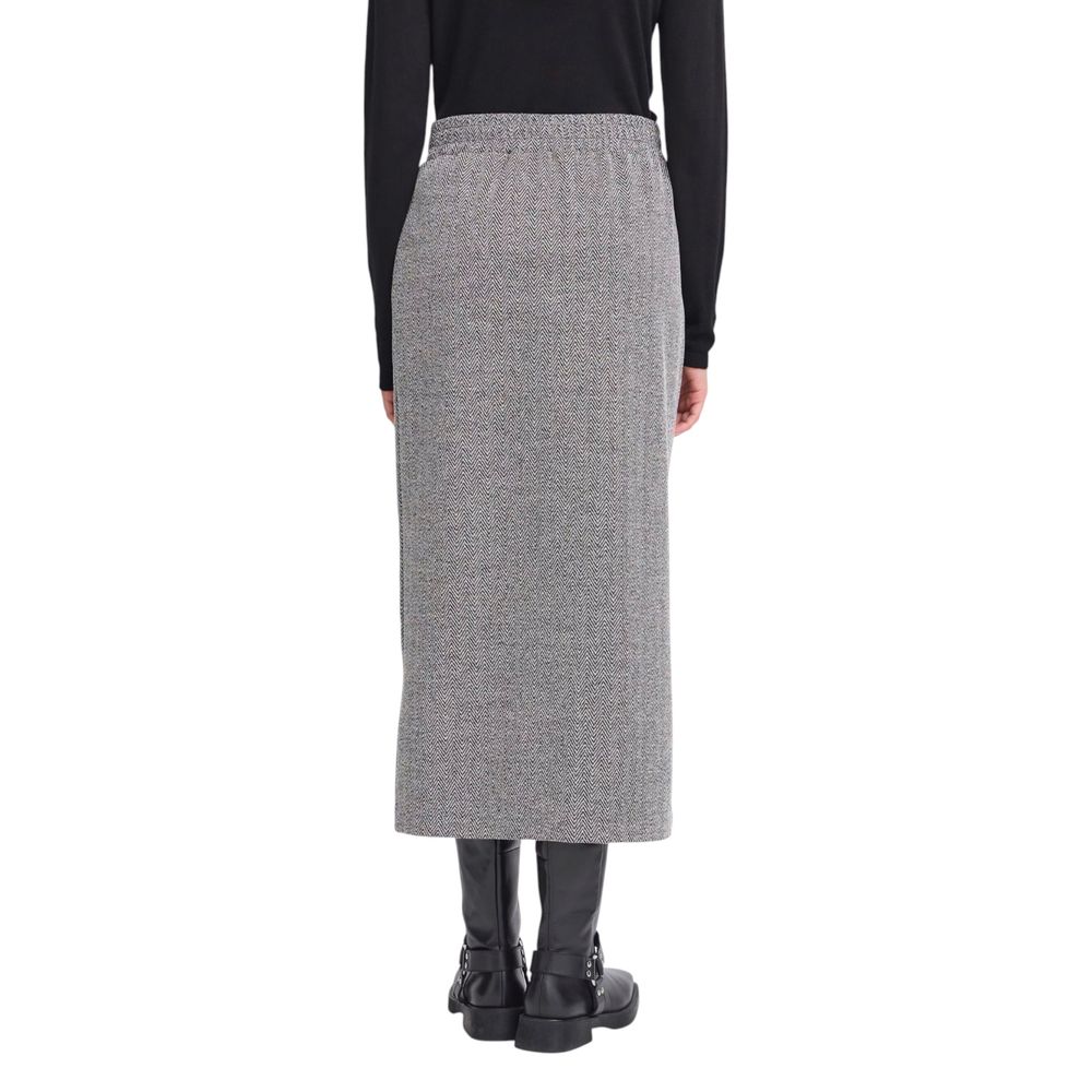 ICHI Black And White Long Skirt