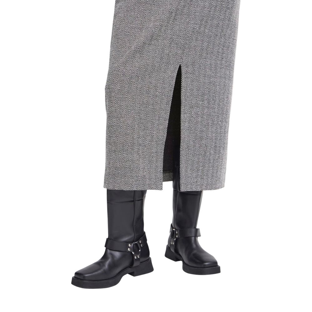 ICHI Black And White Long Skirt
