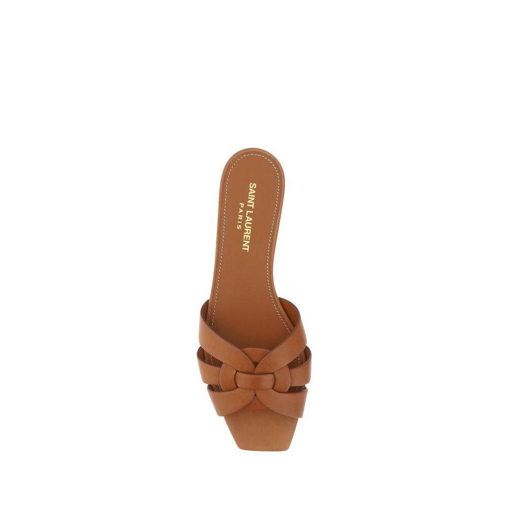 Saint Laurent Brown Leather Flat Sandals