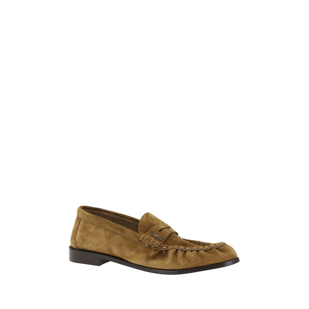 Saint Laurent Brown Leather Slip-On Loafers