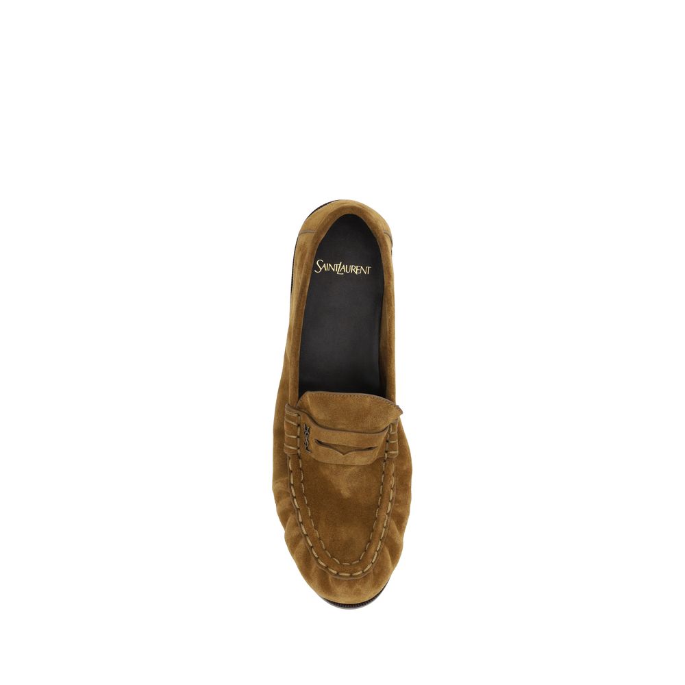 Saint Laurent Brown Leather Slip-On Loafers