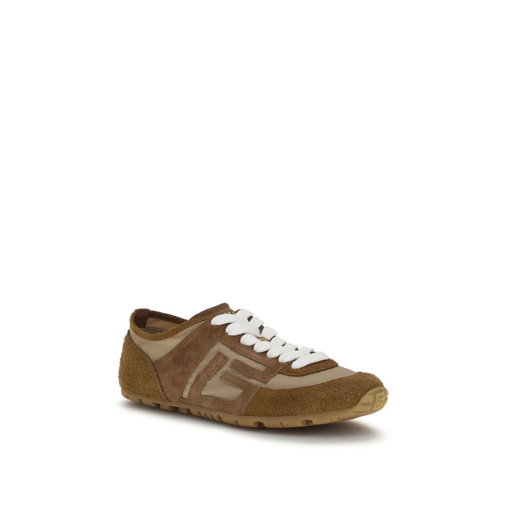 Balmain Beige Leather Athletic Sneakers