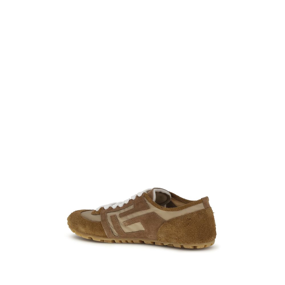 Balmain Beige Leather Athletic Sneakers
