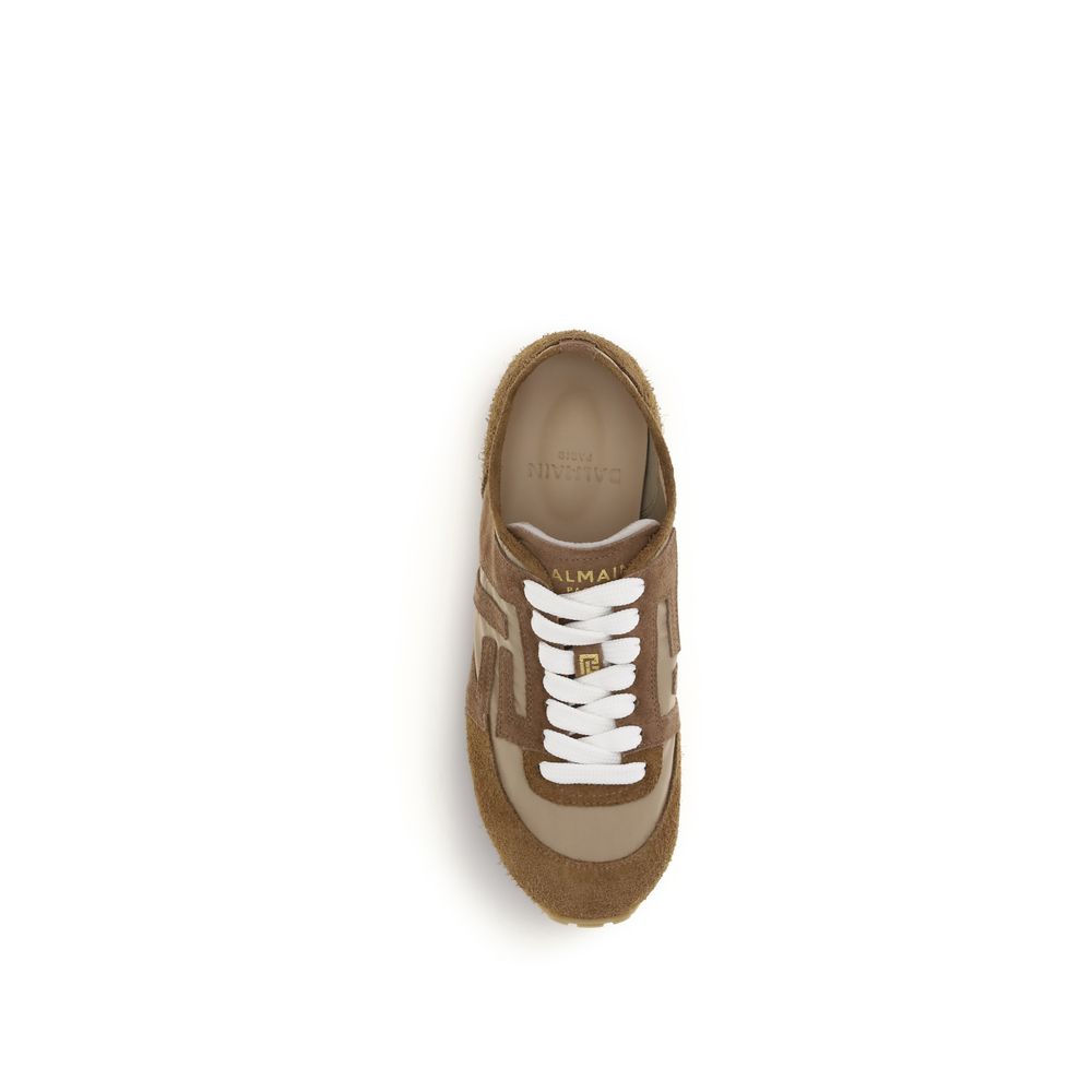 Balmain Beige Leather Athletic Sneakers