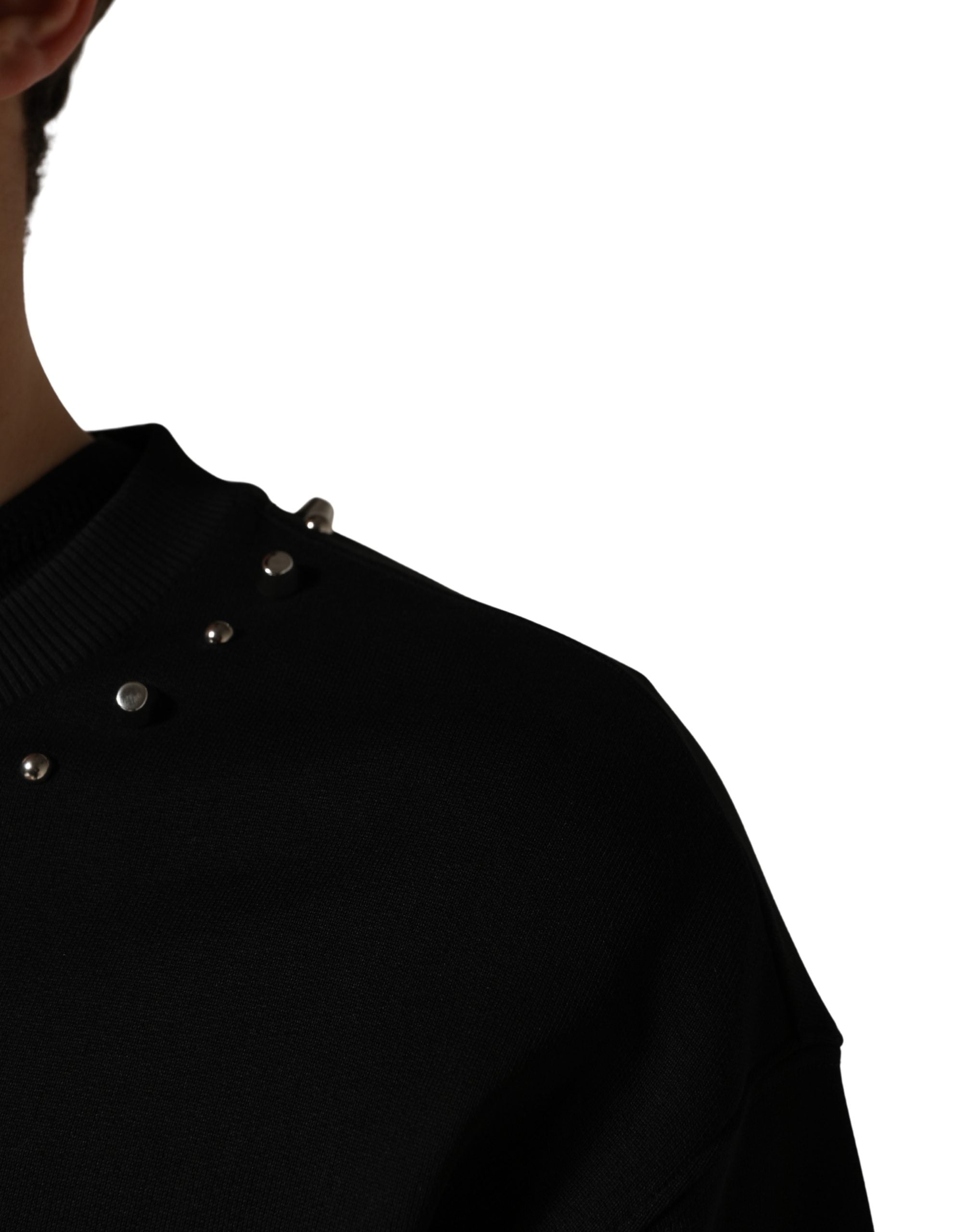 Pre-Owned Dolce & Gabbana Black Embellished Cotton Sweatshirt Sweater