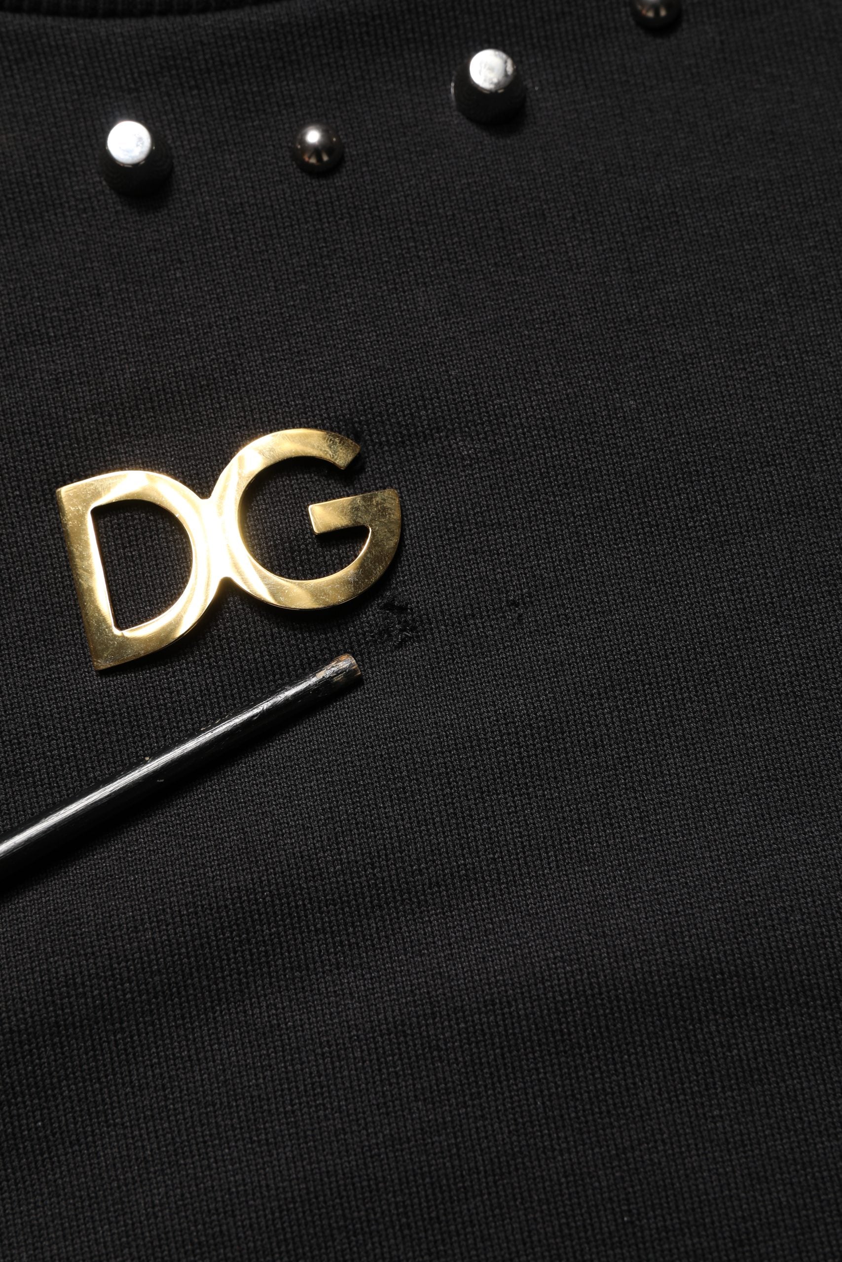Pre-Owned Dolce & Gabbana Black Embellished Cotton Sweatshirt Sweater