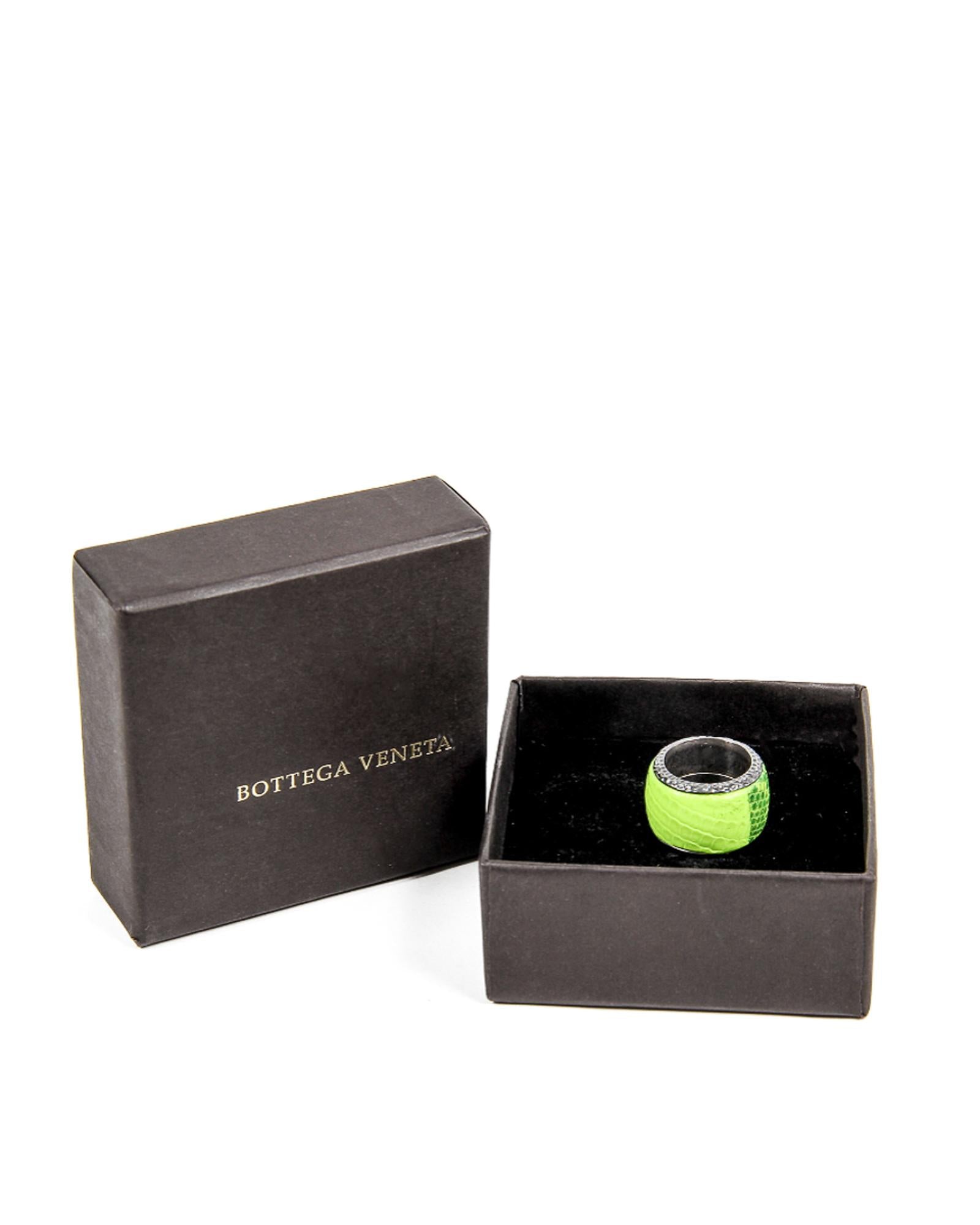 Bottega Veneta Bright Green Metal Ring