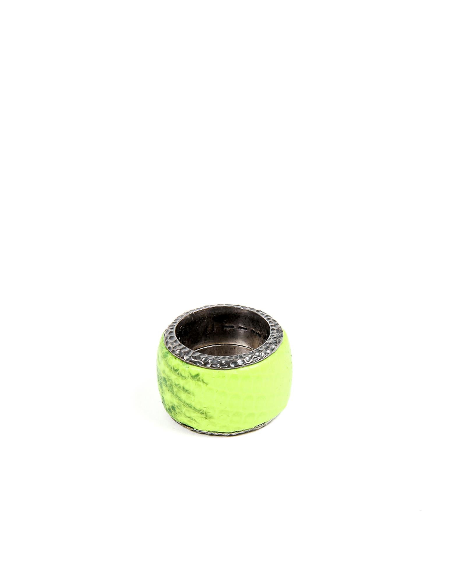 Bottega Veneta Bright Green Metal Ring