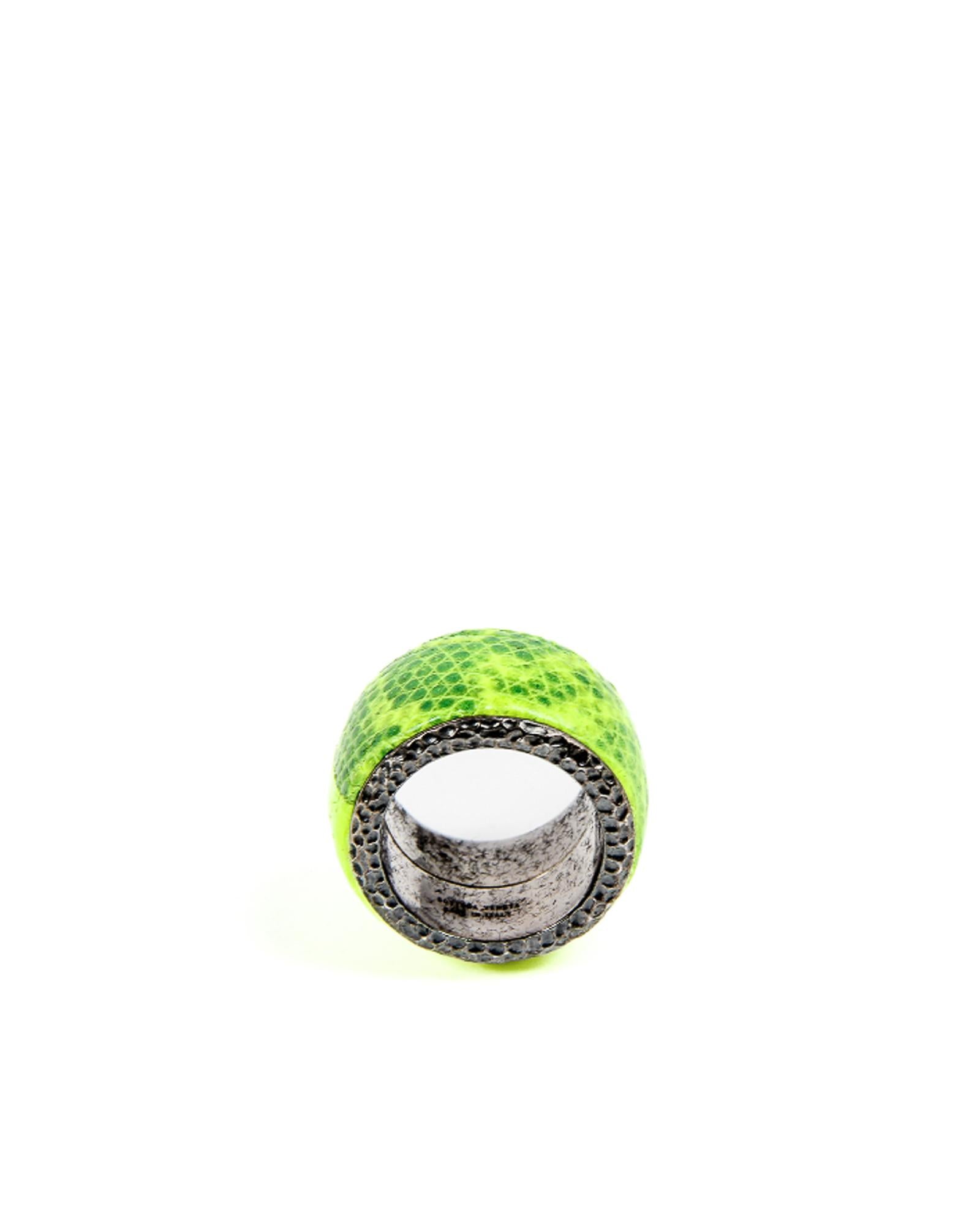 Bottega Veneta Bright Green Metal Ring