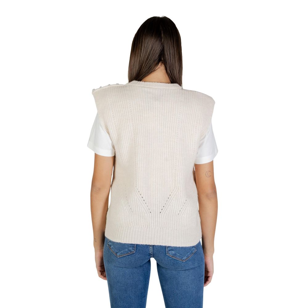 ICHI Cream Sleeveles Sweater