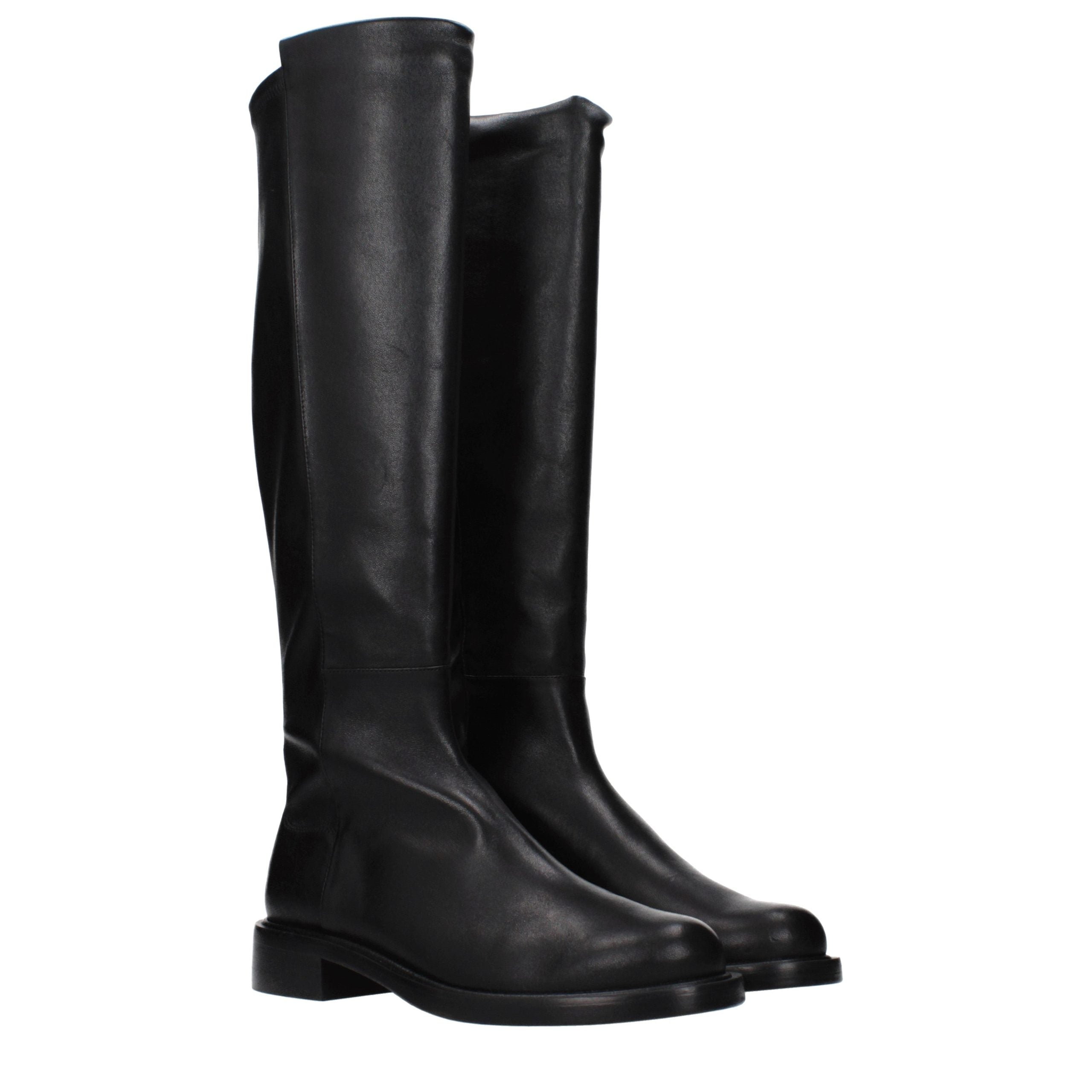 Stuart Weitzman Black Leather Over The Knee