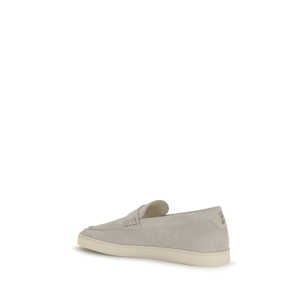 Brunello Cucinelli Beige Leather Slip-On Loafers