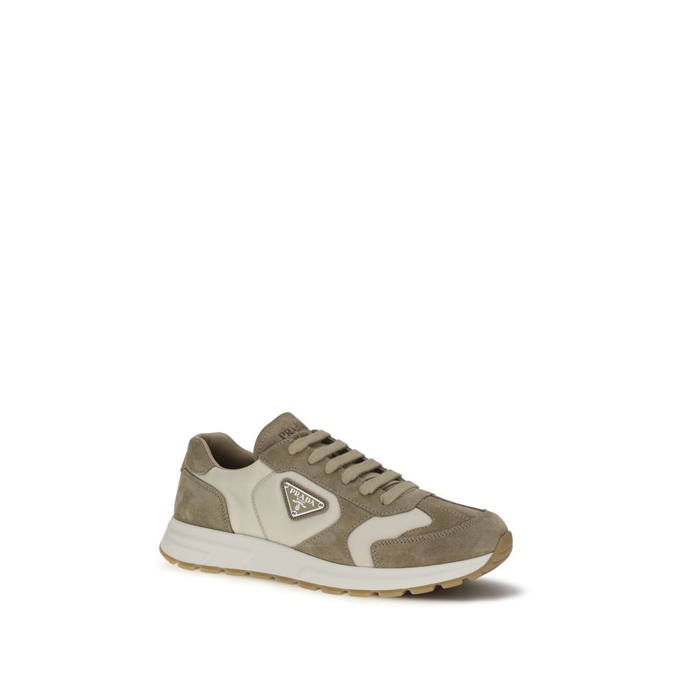 Prada Beige Leather Athletic Sneakers