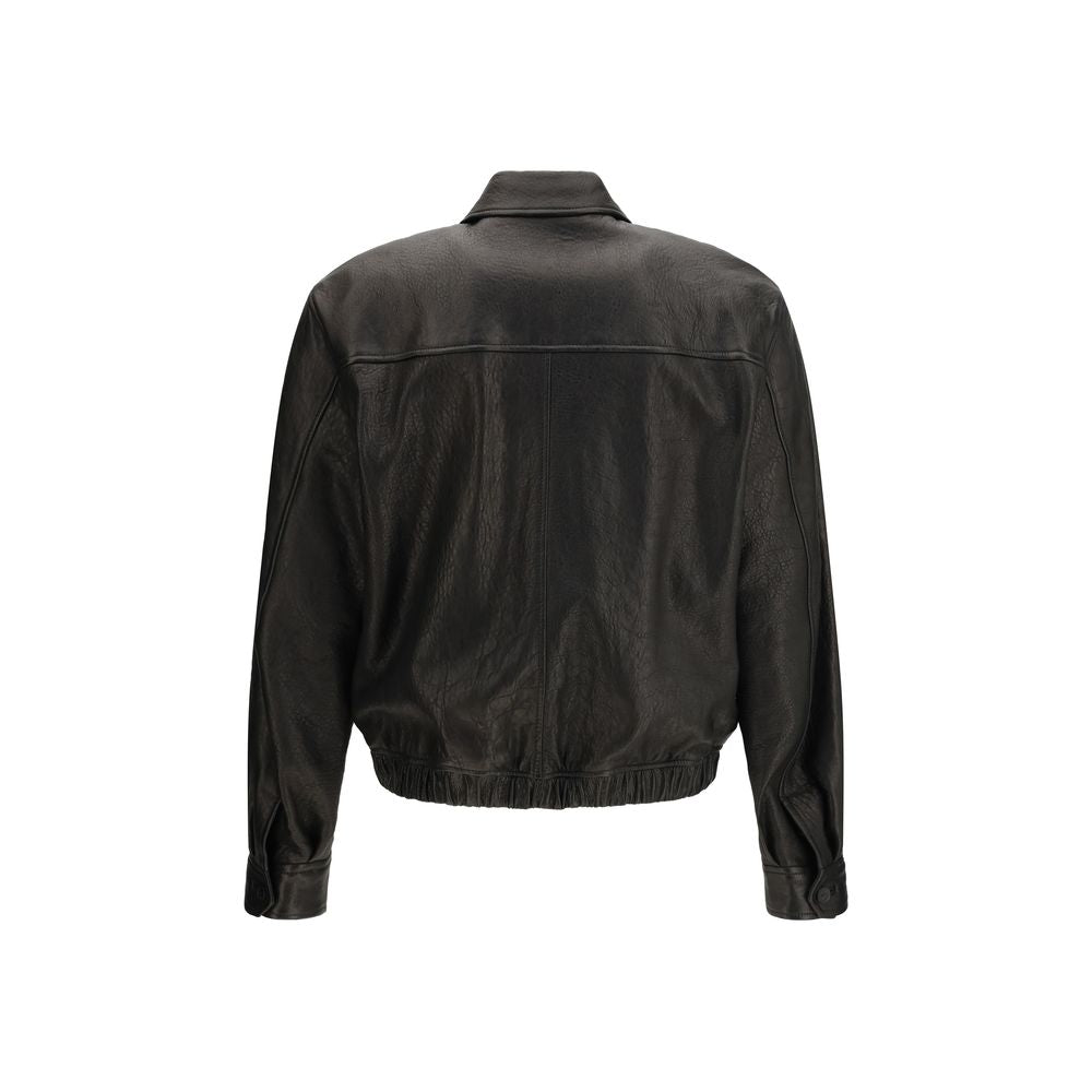 Saint Laurent Black Aries Aries Leather Jacket
