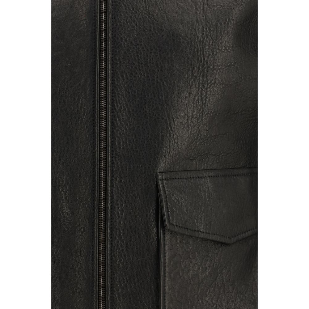 Saint Laurent Black Aries Aries Leather Jacket