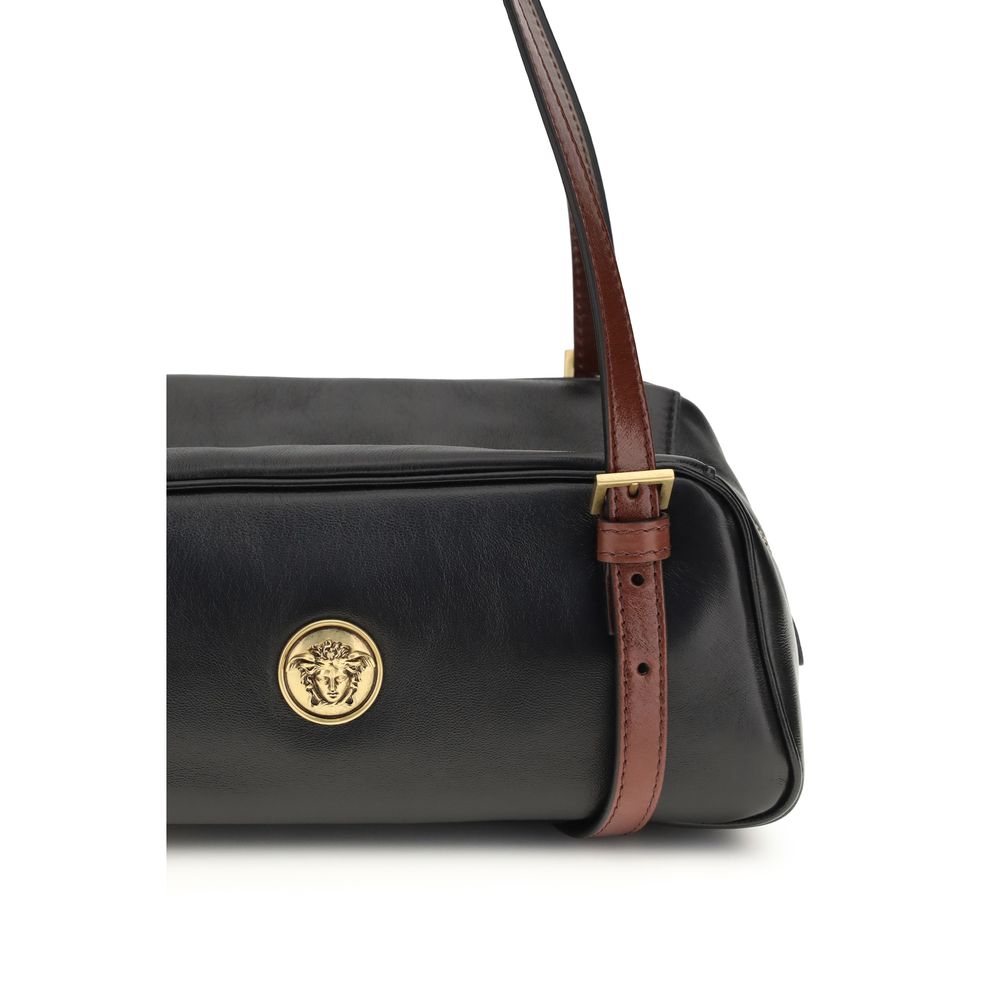 Versace Black Leather Shoulder Bag - PreLoved & Luxe