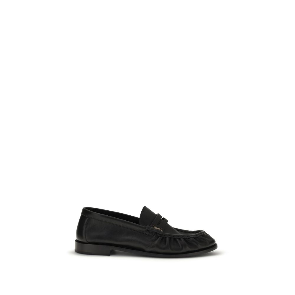 Saint Laurent Black Leather Slip-On Loafers