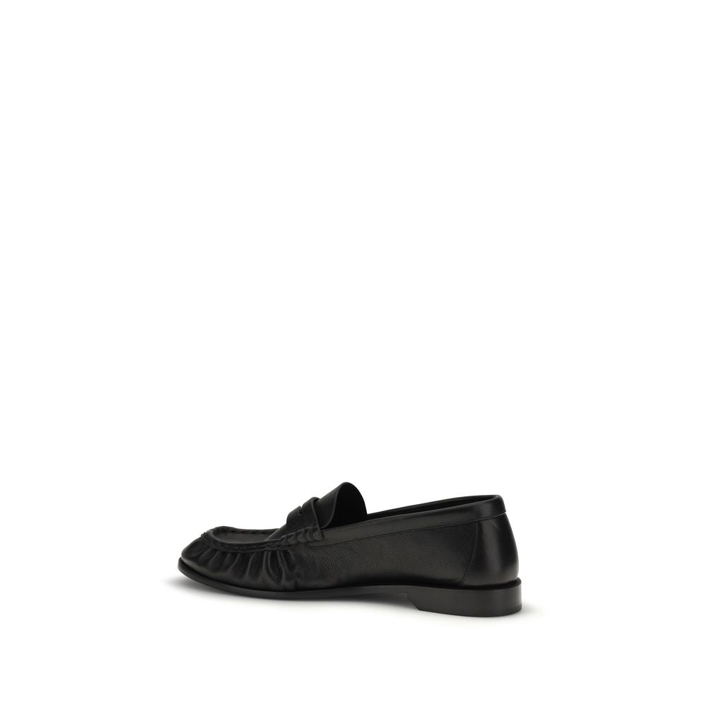 Saint Laurent Black Leather Slip-On Loafers