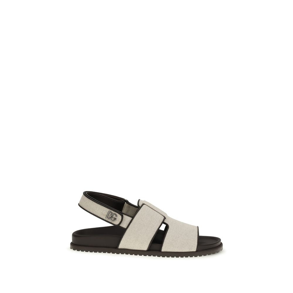 Dolce & Gabbana Beige Leather Flat Sandals