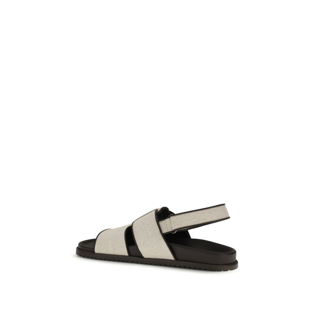 Dolce & Gabbana Beige Leather Flat Sandals