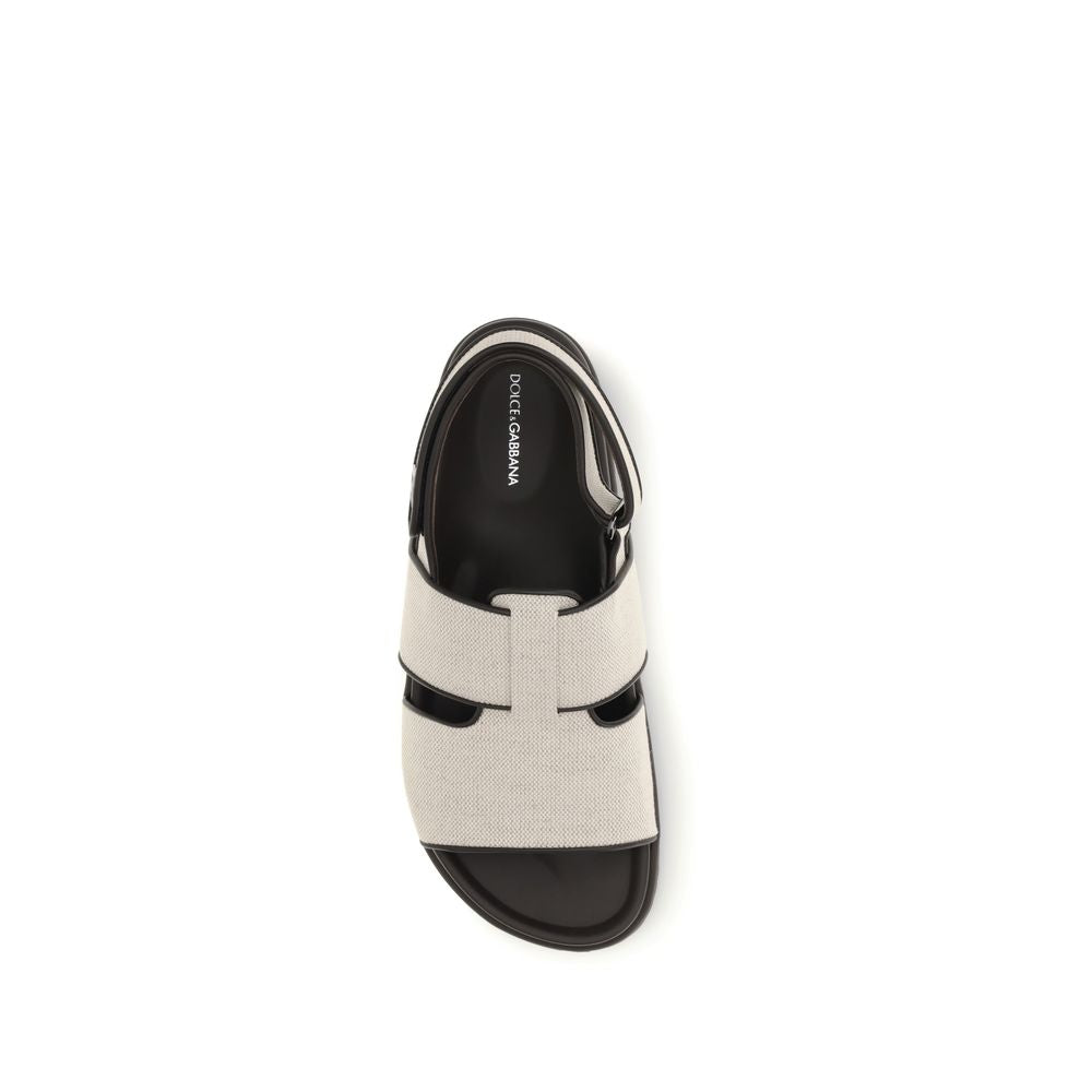 Dolce & Gabbana Beige Leather Flat Sandals