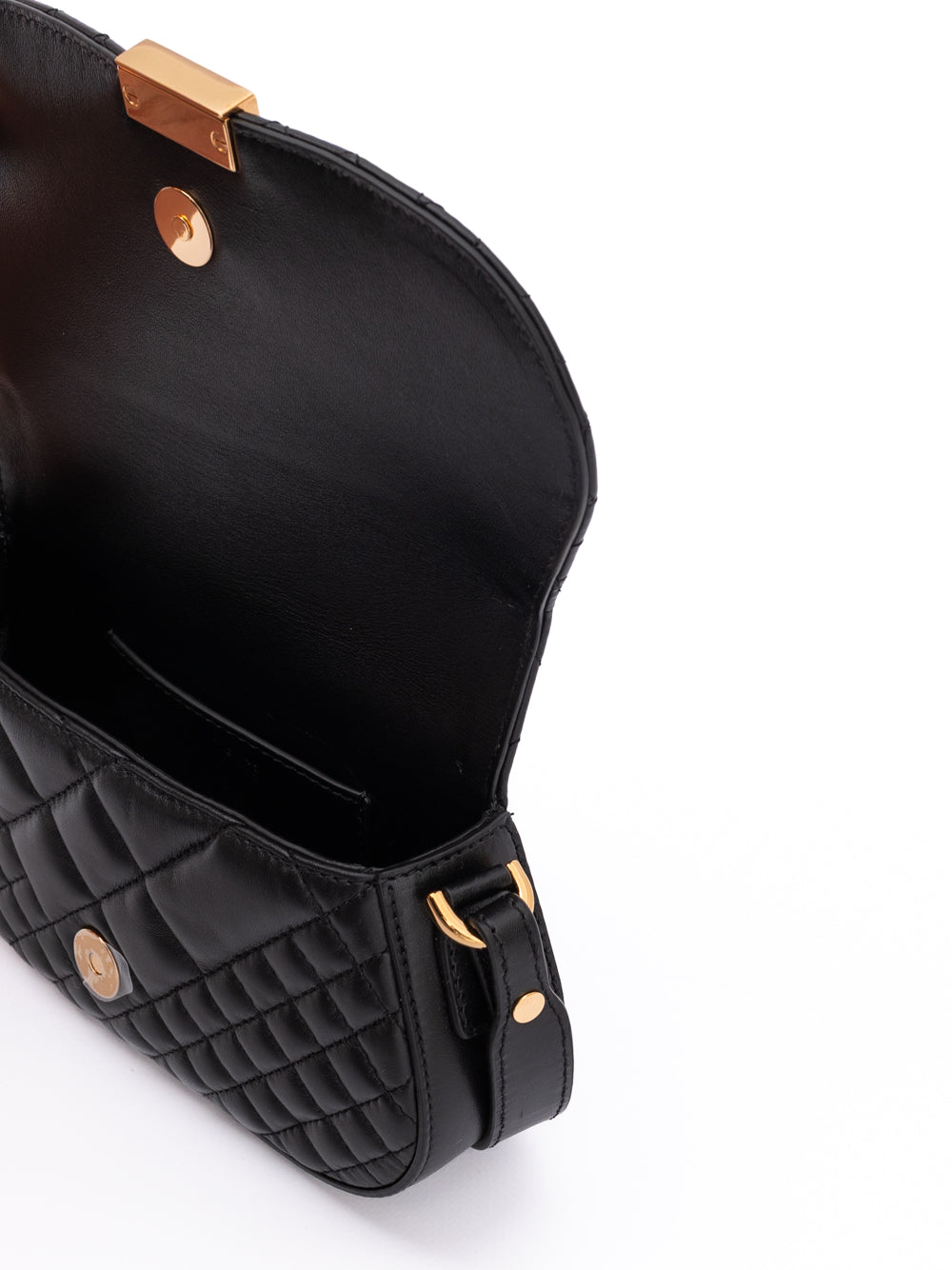Versace Black Leather Quilted Shoulder Strap Bag - PreLoved & Luxe