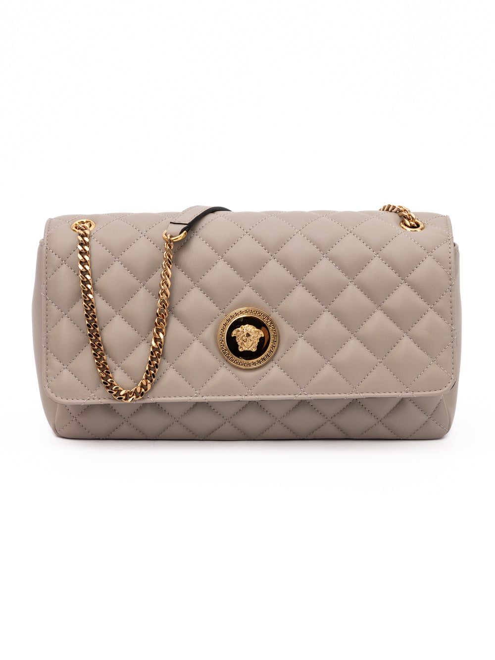 Versace Taupe Quilted Leather Shoulder Strap Bag - PreLoved & Luxe
