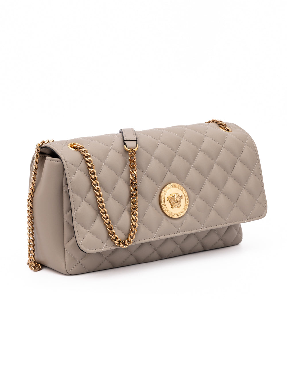Versace Taupe Quilted Leather Shoulder Strap Bag - PreLoved & Luxe