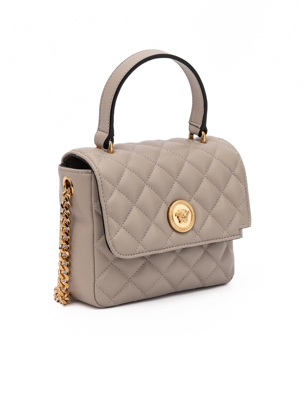 Versace Taupe Quilted Leather Handbag - PreLoved & Luxe